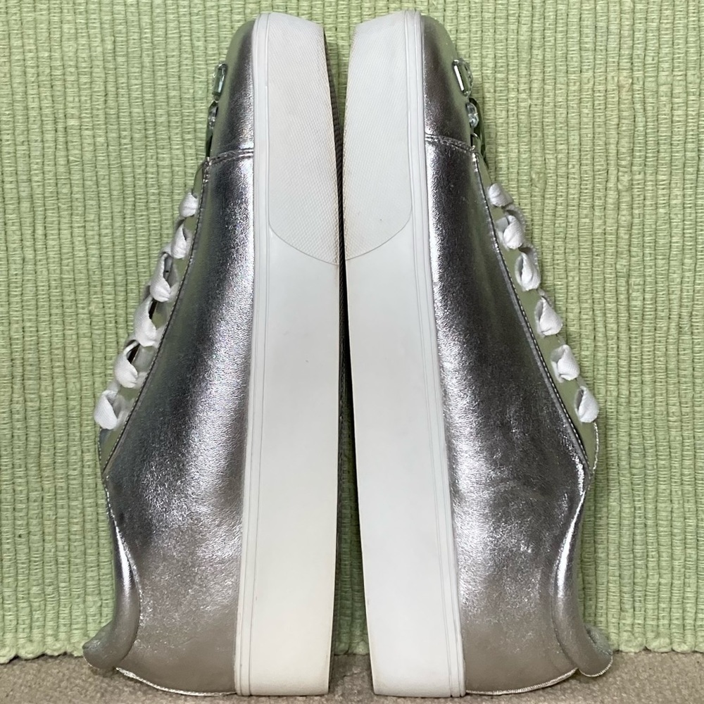 Nine West Women's Homerun Fashion Platform Sneaker Metallic Silver Shoes SZ 10 M - Picture 7 of 11